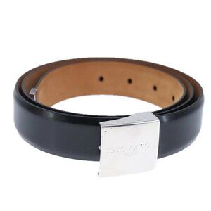 LOUIS VUITTON Ceinture Carre Belt Leather 41.7"""""""" Black Silver LV Auth ...